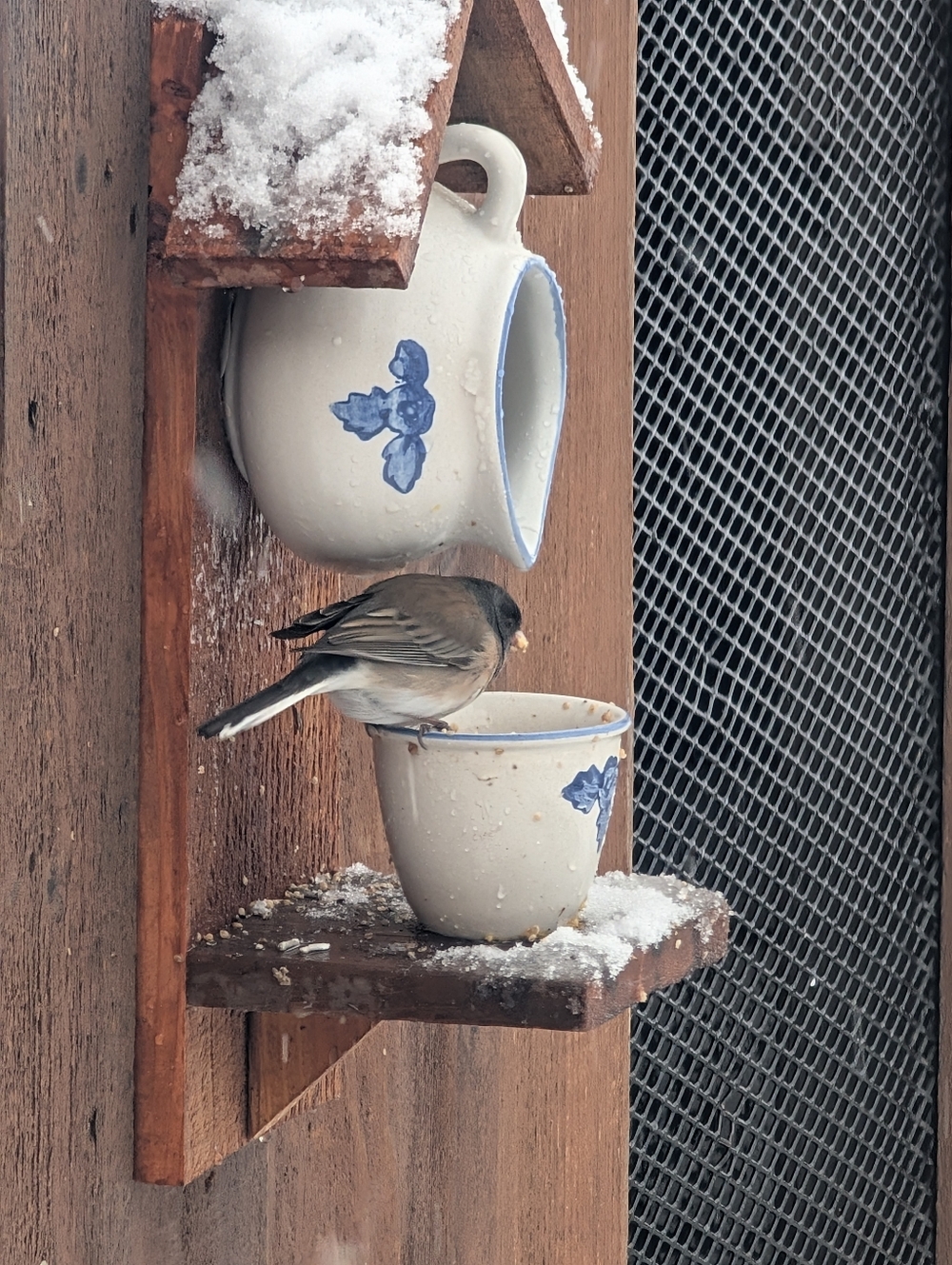 Rustic Wooden Handmade Teapot Bird Feeder Fruit And Flowers - Picture 16 of 16